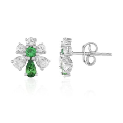 Cavill - Zilveren Oorbellen - 925 Sterling Zilver Rhodium - Lemshuku Tsavoriet 1,746 ct - Witte Topaas - Druppelvorm - Elegant Sieraad