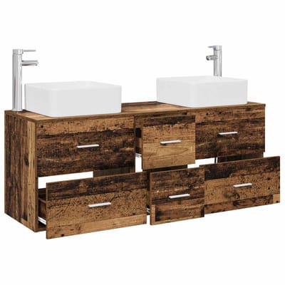 vidaXL - Badkamerkast - set - 3 - st - Oud - hout - 49,5 - x - 41 - x - 63 - cm - Bewerkt - hout