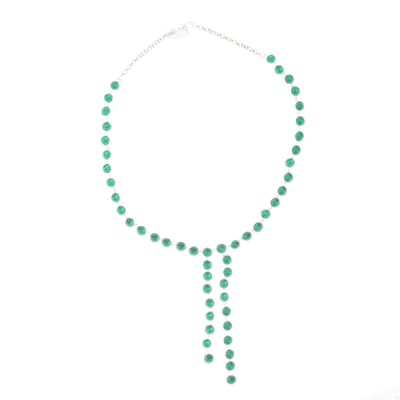 Behave® Dames Ketting Zilver Kleur met Groene Stenen en Hangers 44 cm – Nikkelvrij Handgemaakt