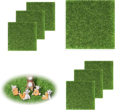 Set van 8 Mini Kunstgras Platen 15 x 15 cm - Kunstmos voor DIY Tuin Decoratie en Creatieve Projecten