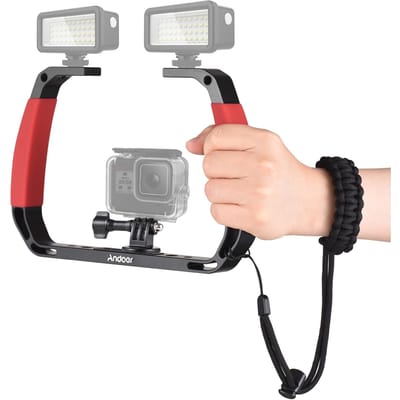 Andoer Sports Camera Onderwater Duik Rig Handheld Stabilisator voor Actie Camera Cage Dive Rig met rood