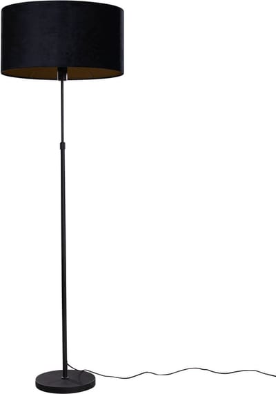 QAZQA parte shade - Moderne Vloerlamp | Staande Lamp met kap - 1 lichts - H 1455 mm - Zwart Goud - Woonkamer | Slaapkamer | Keuken