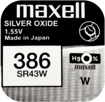 MAXELL - 386 / SR43W - Zilveroxide Knoopcel - horlogebatterij - 2 (twee) stuks