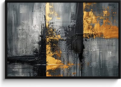 Poster in lijst - Fotolijst 120x80 cm - Posters - Modern - Goud - Grijs - Patroon - Posterlijst zwart - Decoratie - Wanddecoratie woonkamer - Muurdecoratie slaapkamer