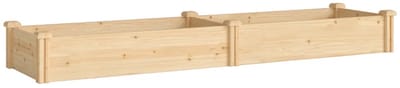 Luxe Plantenbak - Verhoogde Bloembak met Tussenschot - Plantenbed - Tuinbed - Kweekbak - Moestuinbak - voor Buiten, Terras, Tuin & Balkon - voor Groenten, Bloemen & Kruiden - 235 x 66 x 26 cm - Naturel Hout