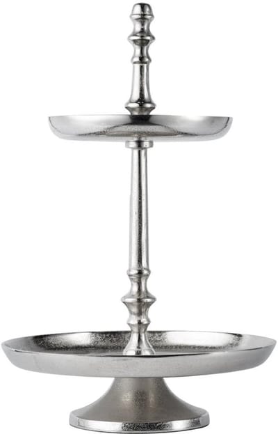 Michael Noll - Etagère - 2 lagen/verdiepingen - Zilver - Aluminium - 30x30x46 cm
