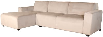 Hoekbank design Riley 270cm bank champagne velvet loungebank links hoeksalon