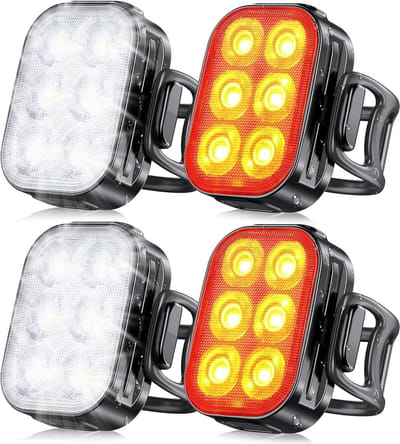 Fietsverlichtingsset LED - Voor en achter - Veilig fietsen - USB oplaadbaar - Ultradun ontwerp - Zwart