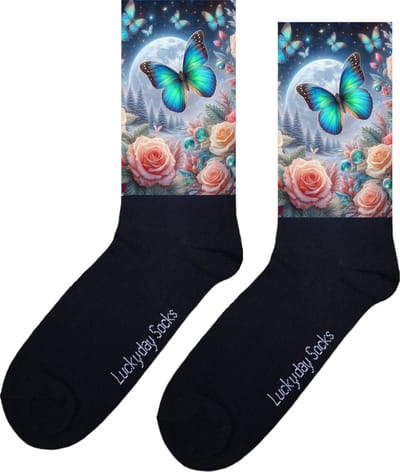 Vlinder - Opkikkertje - Maan - Grappige sokken - Valentijn cadeau - Verjaardag cadeau - Roze - Grappige sokken - Leuke sokken - Vrolijke sokken - Kerst sokken - Vaderdag - Moederdag - Socks maken Happy - 37-44