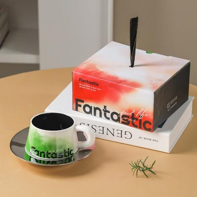 Fantesi Hoge Waarde Keramische Koffiekop Schotel Souvenir Cadeau Stel Kerstcadeau Exquise Keramische Kop Cadeaudoos 300ml white
