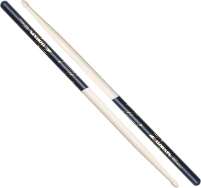 Zildjian 5A Hickory Sticks, zwart-DIP Natural Finish, Wood Tip - Drumsticks