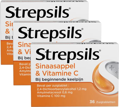 Strepsils Sinaasappel & Vitamine C - 3 x 36 zuigtabletten