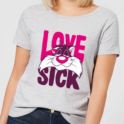 Looney Tunes Love Sick Sylvester Women's T-Shirt - Grey - XS