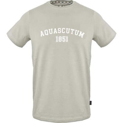 Aquascutum Uniseks Normaal T-shirt met belettering voor volwassenen (Grijs)