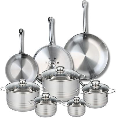 Set van 3 Kookpannen 24, 28 en 32 cm en 5 braadpannen 12, 14, 16, 20 en 24 cm Elo Profi Brillant