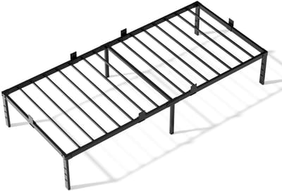 KUTAS heavy duty metalen bedframe - Metalen Bed 90x200 cm Zwart - Eenpersoonsbed Met Lattenbodem en 32 cm Opbergruimte - Voor 1 personen - Draagkracht 200 kg