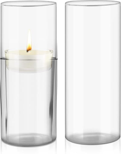 Set van 2 glazen vazen, hoge 30 cm voor bloemen en kaarsen, perfect voor woonkamerdecoratie