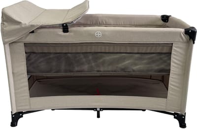 MamaLoes Deluxe Campingbed incl. Aankleedvlak - Met Bodemverhogen & Inclusief Matras - Raff Taupe