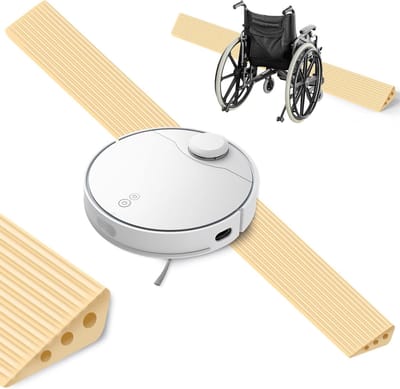 Drempelhelling 2 x 6 x 100 cm, Zelfklevende Drempel voor Stofzuiger Robot, Rolstoel en Kinderwagen, Tot 800 kg Laadcapaciteit (Geel)