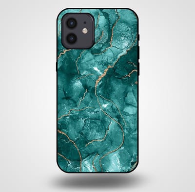 Smartphonica Telefoonhoesje voor iPhone 12/12 Pro met marmer opdruk - TPU backcover case marble design - Goud Groen geschikt voor iPhone 12;iPhone 12 Pro