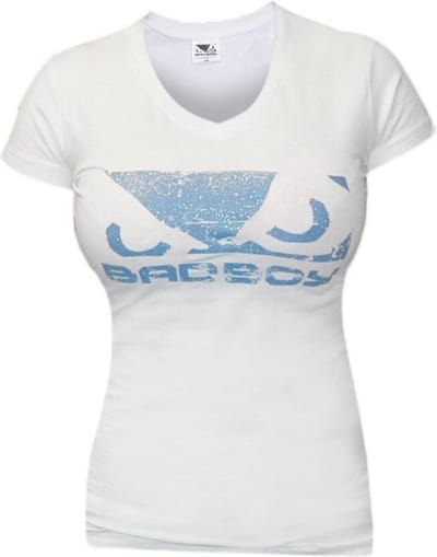 Bad Boy Logo T-shirt met V-hals Kids Wit Blauw - Kids - 10 Jaar
