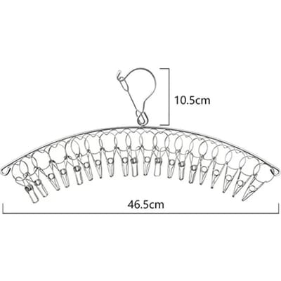 Cintre à linge en acier inoxydable, coupe-vent, avec 20 clips, pour chaussettes, sous-vêtements et chaussettes 20 white