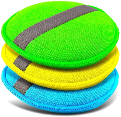 Set van 3 microvezel polijstpads, geschikt voor auto-onderhoud, reiniging en polijsten binnen en buiten, wasbaar, 130 x 15 mm.