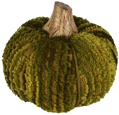 Dekoratief | Deco pompoen, groen/naturel, stof/hout, 12x12x10cm | A258110