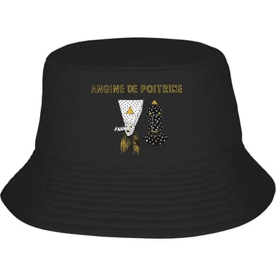 Chapeau Seau Musique Angine De Poitrine Casquettes de Pêcheur d'Extérieur pour Unisexe Chapeaux de Soleil Décontractés pour Vacances Casquette Design Personnalité One Size black