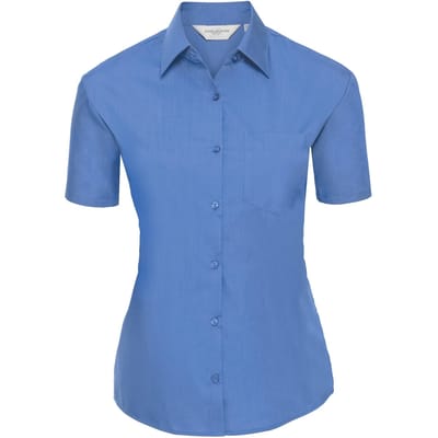 Russell Collectie Dames/Dames Korte Mouwen Poly-Katoen Easy Care Poplin Shirt (Bedrijfsblauw)