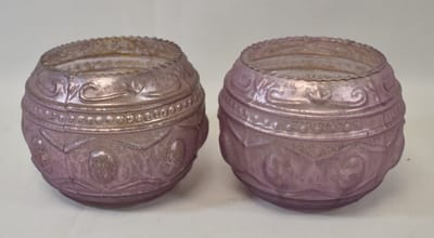 ZoeZo Design - 2 stuks - waxinelichtjeshouder - glas - lila - paars - H 8 x Ø 10 cm
