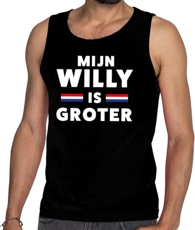 Zwart Mijn Willy is groter tanktop / mouwloos shirt - Singlet voor heren - Koningsdag kleding S