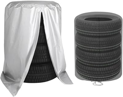 Dailygoody - Opbergtas voor autobanden - Waterdichte bandenbeschermhoes - Zilver - Autobandentas met ritssluiting - Geschikt voor vier banden - 85 x 1.