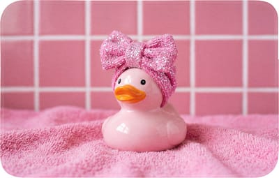 Badmat 80x50 cm - Antislip - Badeend -Strik - Roze - Badmatten voor badkamer - Badkamermat - Douchemat - Badkamer mat