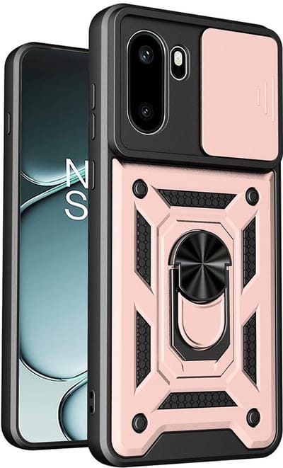 Coverup Hoesje - Geschikt voor OnePlus 15R Hoesje - Coverup Armor Ring Kickstand Back Cover met Camera Shield - Rose Gold
