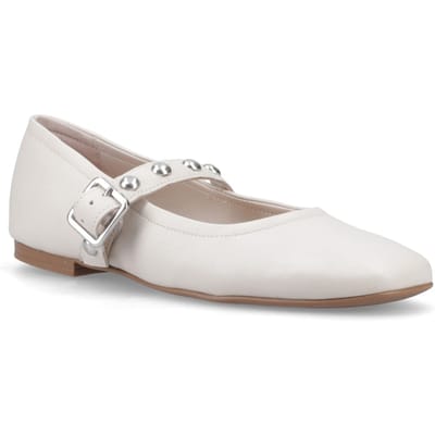Hush Puppies Charlene Stud Ballerina Leren Vrouwen Ivoor Ballerinapotjes