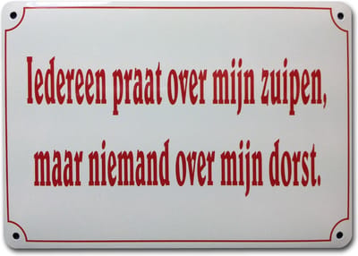 muurschildje 10x14.5cm iedereen praat