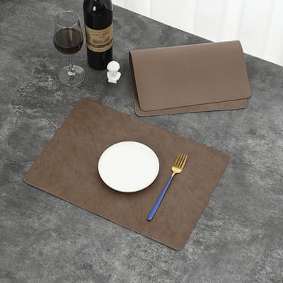 Huis Keuken Hittebestendige Lederen Placemats Cafébar Reiniging Afwasbaar Wasbaar Onderlegger Binnen Buiten Matten & Pads