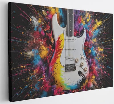 Saammp Canvas Schilderij - Gitaar - Abstract - 30x20 - Foto op canvas - Wanddecoratie - Muurdecoratie Woonkamer - Slaapkamer decoratie - Canvas Print