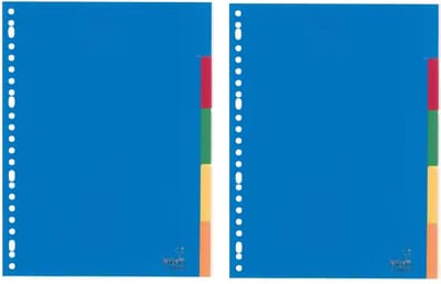 2 stuks KANGARO Blanco Tabbladen A4 Kleurenassortiment 5 tabs PP (Polypropeen) Rechthoekig 23 Gaten A405FM