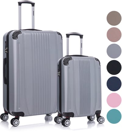 TRALEX - Levante - 2 Delig kofferset - 39L&97L - Handbagage - 39L - Grote koffer - 97L - ABS - Harde schaal - Cijferslot - Lichtgewicht - Flexibel - Duurzaam - Stille (rubberen) wielen - Dubbele spinnerwielen - Zilver