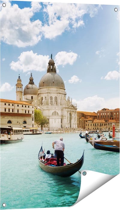 Gards Tuinposter Basiliek San Marco in Veneti� op het Water - 60x90 cm - Tuindoek - Tuindecoratie - Wanddecoratie buiten - Tuinschilderij