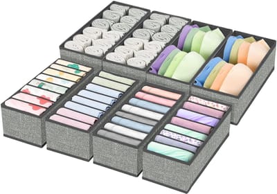 8 Stuks Lade-organizer - Opvouwbaar Stoffen Opbergsysteem met Bodemplaten - Voor Ondergoed, Sokken, Stropdassen, Babykleding, Sjaals en Handdoeken