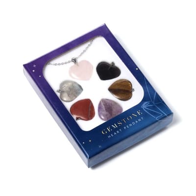 Edelsteen hart-vormige hanger ketting met 6 uitwisselbare stenen