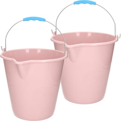 Plasticforte Emmer - 2x stuks - met schenktuit - 12L - oud roze - schoonmaakemmer
