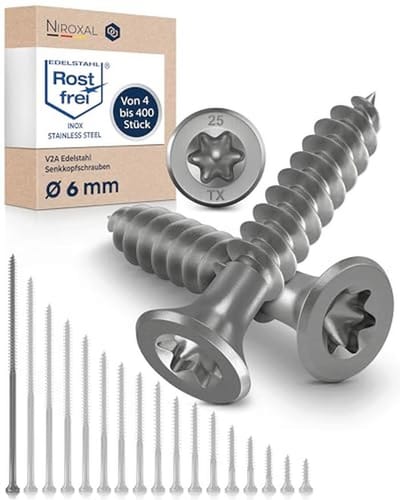 Houtschroeven 6x180mm RVS Torx - 25 Stuks voor Houtprojecten