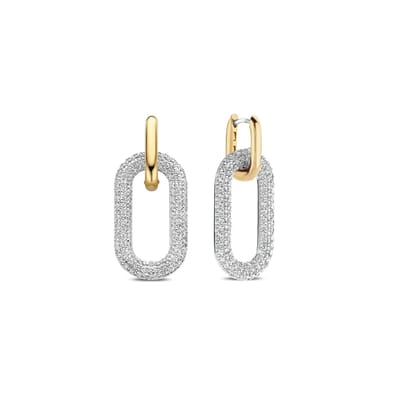 TI SENTO Dames Oorbellen - 925 zilver - Zirkonia met geel verguld - 7844ZY