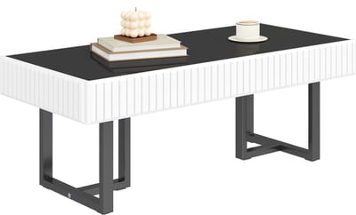 Moderne Salontafel - 110x50,5x41 cm - Hoogglans Zwarte Tafelblad - Woonkamermeubel - MDF - Zwart/Wit