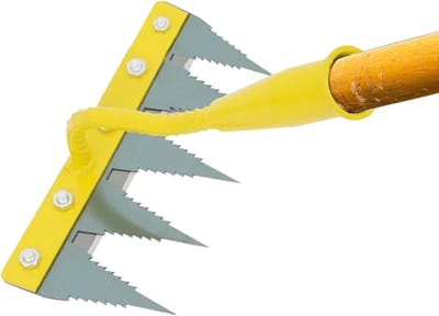 Onkruidsteker Metaal - Tuinhak Wieden - Bodem Losmaken - Ergonomische Handgreep - 5 Tanden - Geel