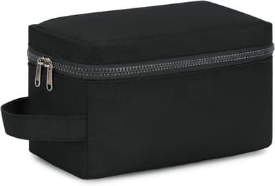 Famanu - toilettas vintage voor heren grote toilettas twee compartimenten toilettas met handvat voor op reis, Kleur: zwart